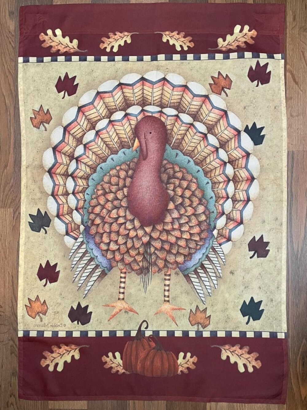 Debbie Mumm Thanksgiving Turkey Decorative House & Garden Flag Banner 38" x 25"